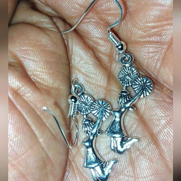 Hand crafted antique cheerleader earrings - Picture 2 of 3